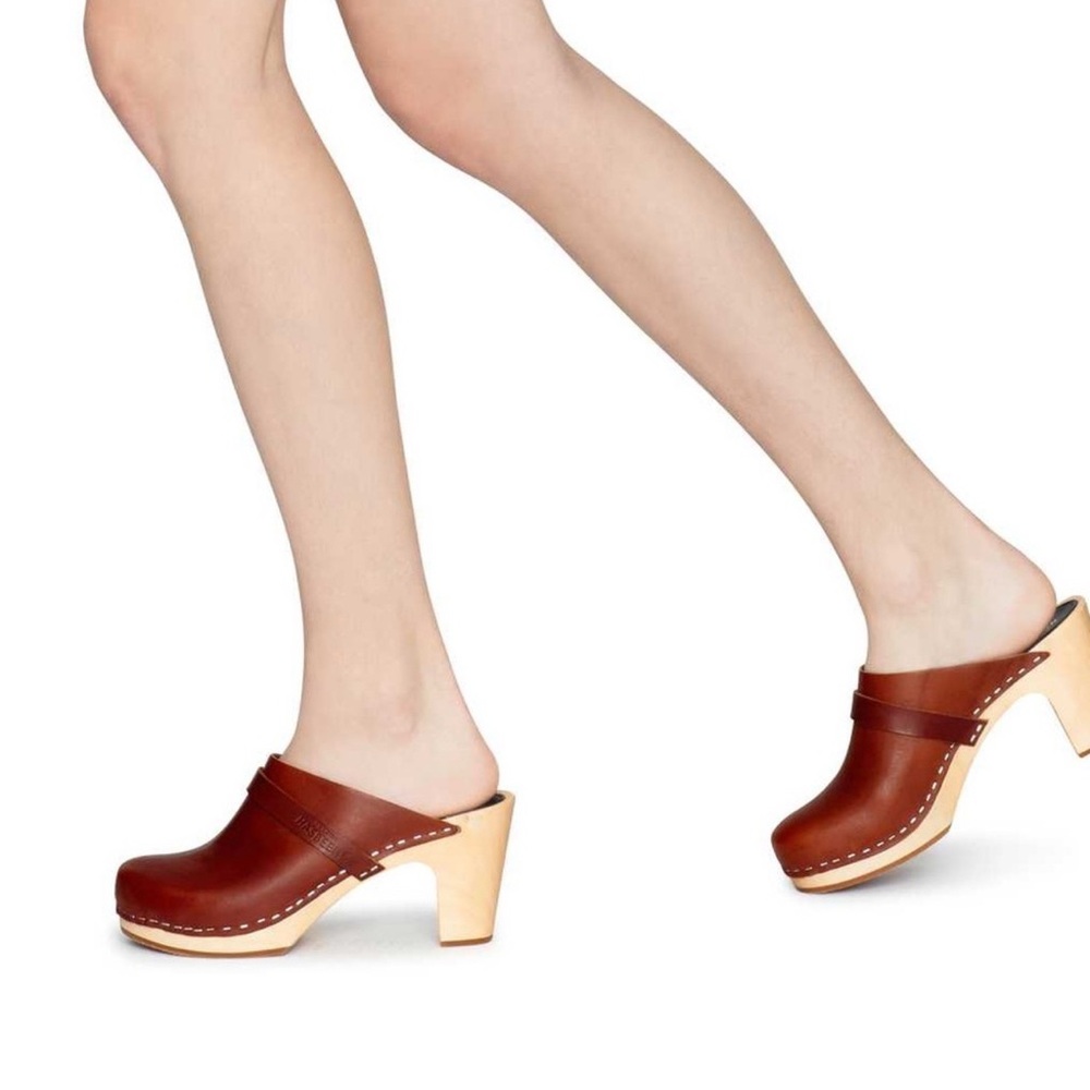 Swedish Hasbeen Clog - Classic Sky High - Cognac (color no longer available)